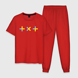 Пижама хлопковая мужская TXT logo, цвет: красный