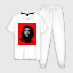 Пижама хлопковая мужская Че Гевара расплывчатая иллюзия, цвет: белый