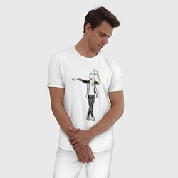 Пижама хлопковая мужская Майкл Джексон и шляпа, цвет: белый — фото 2