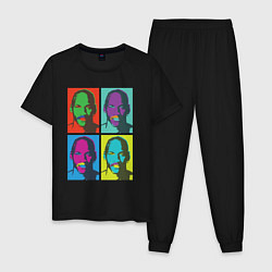 Пижама хлопковая мужская Майкл Джордан в стиле Уорхола 2на2, цвет: черный