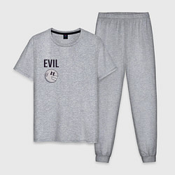Пижама хлопковая мужская Evil голова с зубами, цвет: меланж