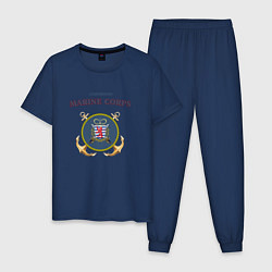 Пижама хлопковая мужская Корпус морской пехоты княжества Люксембург, цвет: тёмно-синий