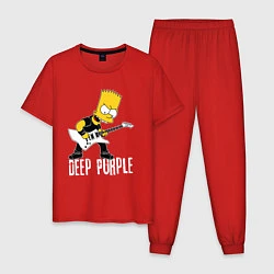 Пижама хлопковая мужская Deep Purple Барт Симпсон рокер, цвет: красный