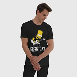 Пижама хлопковая мужская Green Day Барт Симпсон рокер, цвет: черный — фото 2