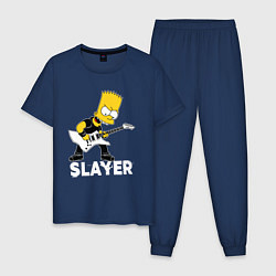 Пижама хлопковая мужская Slayer Барт Симпсон рокер, цвет: тёмно-синий