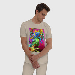 Пижама хлопковая мужская Сюрреализм от нейросети, цвет: миндальный — фото 2