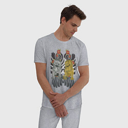 Пижама хлопковая мужская Львиная защита, цвет: меланж — фото 2