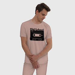 Пижама хлопковая мужская Old school music, цвет: пыльно-розовый — фото 2