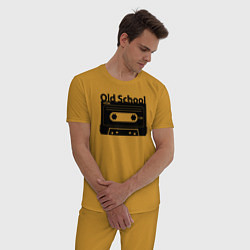 Пижама хлопковая мужская Old school music, цвет: горчичный — фото 2