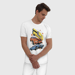 Пижама хлопковая мужская Авто переворот beamng drive, цвет: белый — фото 2