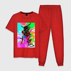 Пижама хлопковая мужская Демон Они - искусство - Япония, цвет: красный