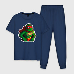Пижама хлопковая мужская Лягушонок Пепе супергерой, цвет: тёмно-синий