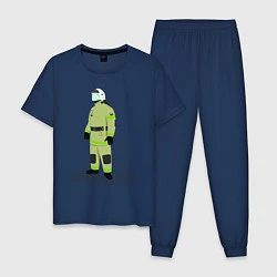 Пижама хлопковая мужская Пожарный МЧС России, цвет: тёмно-синий