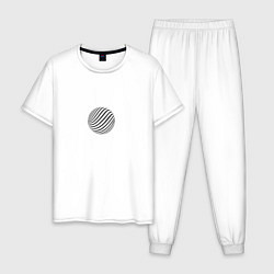 Пижама хлопковая мужская Абстрактный шар из линий чёрный, цвет: белый