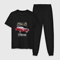 Пижама хлопковая мужская Маслкар Ford Mustang, цвет: черный