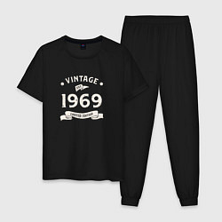 Пижама хлопковая мужская Винтаж 1969 ограниченный выпуск, цвет: черный