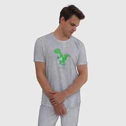 Пижама хлопковая мужская Динозавр Tea-Rex, цвет: меланж — фото 2