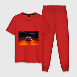Пижама хлопковая мужская Классический американский автомобиль Chevrolet 210, цвет: красный
