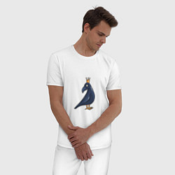 Пижама хлопковая мужская Ворона в короне, цвет: белый — фото 2