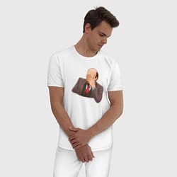 Пижама хлопковая мужская Ленин фэйспалмит, цвет: белый — фото 2