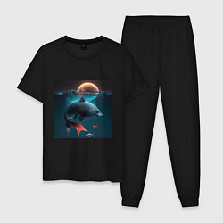 Пижама хлопковая мужская Морской волк-рыба, цвет: черный