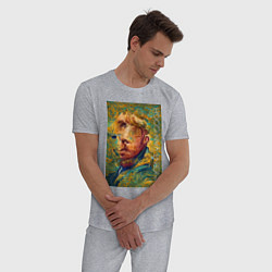 Пижама хлопковая мужская Abstract Vincent van Gogh - surrealism self-portra, цвет: меланж — фото 2