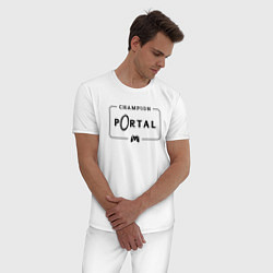 Пижама хлопковая мужская Portal gaming champion: рамка с лого и джойстиком, цвет: белый — фото 2