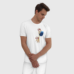Пижама хлопковая мужская Карманные ленивцы, цвет: белый — фото 2
