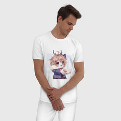 Пижама хлопковая мужская Аниме милая девочка, цвет: белый — фото 2