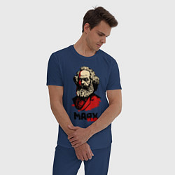 Пижама хлопковая мужская Karl Marx - 3 цвета, цвет: тёмно-синий — фото 2