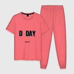 Пижама хлопковая мужская D DAY Agust D, цвет: коралловый