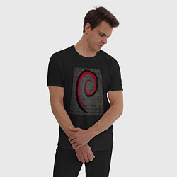 Пижама хлопковая мужская Debian Linux cubed, цвет: черный — фото 2
