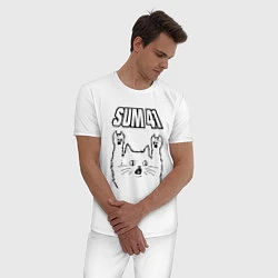 Пижама хлопковая мужская Sum41 - rock cat, цвет: белый — фото 2
