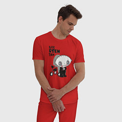 Пижама хлопковая мужская Stewie saw, цвет: красный — фото 2