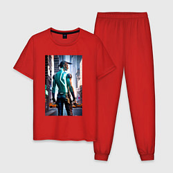 Пижама хлопковая мужская A cyberpunk dude - New York, цвет: красный