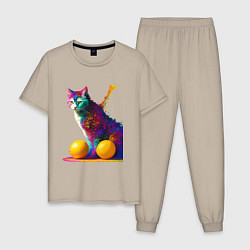 Мужская пижама Яркий котик