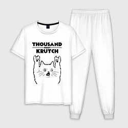 Пижама хлопковая мужская Thousand Foot Krutch - rock cat, цвет: белый