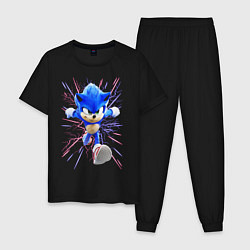 Пижама хлопковая мужская Sonic is running, цвет: черный