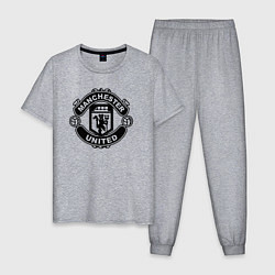 Пижама хлопковая мужская Manchester United black, цвет: меланж