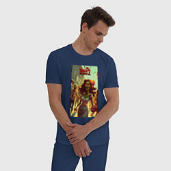 Пижама хлопковая мужская Зомби девушка, цвет: тёмно-синий — фото 2