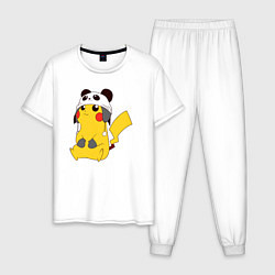 Пижама хлопковая мужская Pika panda, цвет: белый