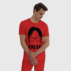 Пижама хлопковая мужская Дуайт Шрут, цвет: красный — фото 2