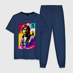 Пижама хлопковая мужская John Lennon - world legend, цвет: тёмно-синий