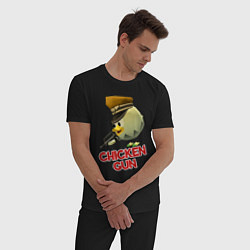 Пижама хлопковая мужская Chicken Gun logo, цвет: черный — фото 2