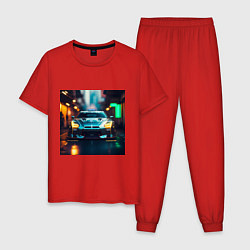Пижама хлопковая мужская Ниссан, цвет: красный