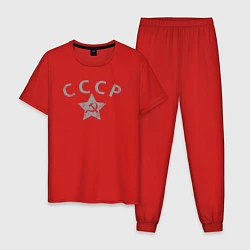 Пижама хлопковая мужская СССР grey, цвет: красный