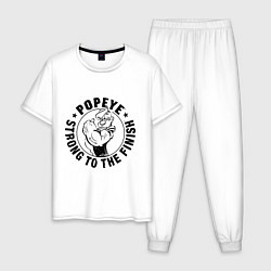 Пижама хлопковая мужская Popeye the sailor, цвет: белый