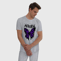 Пижама хлопковая мужская Gothic black butterfly, цвет: меланж — фото 2