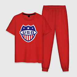 Пижама хлопковая мужская Shield USA, цвет: красный