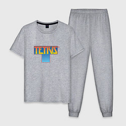 Пижама хлопковая мужская Логотип Тетрис, цвет: меланж